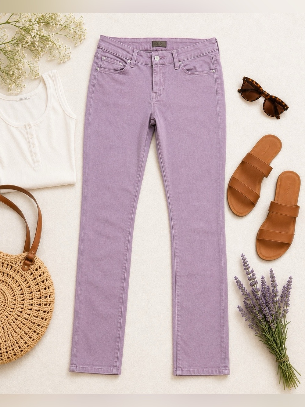 MOTHER The Looker Pop Skinny Jeans French Lilac Pink Stretch Denim Size 27
